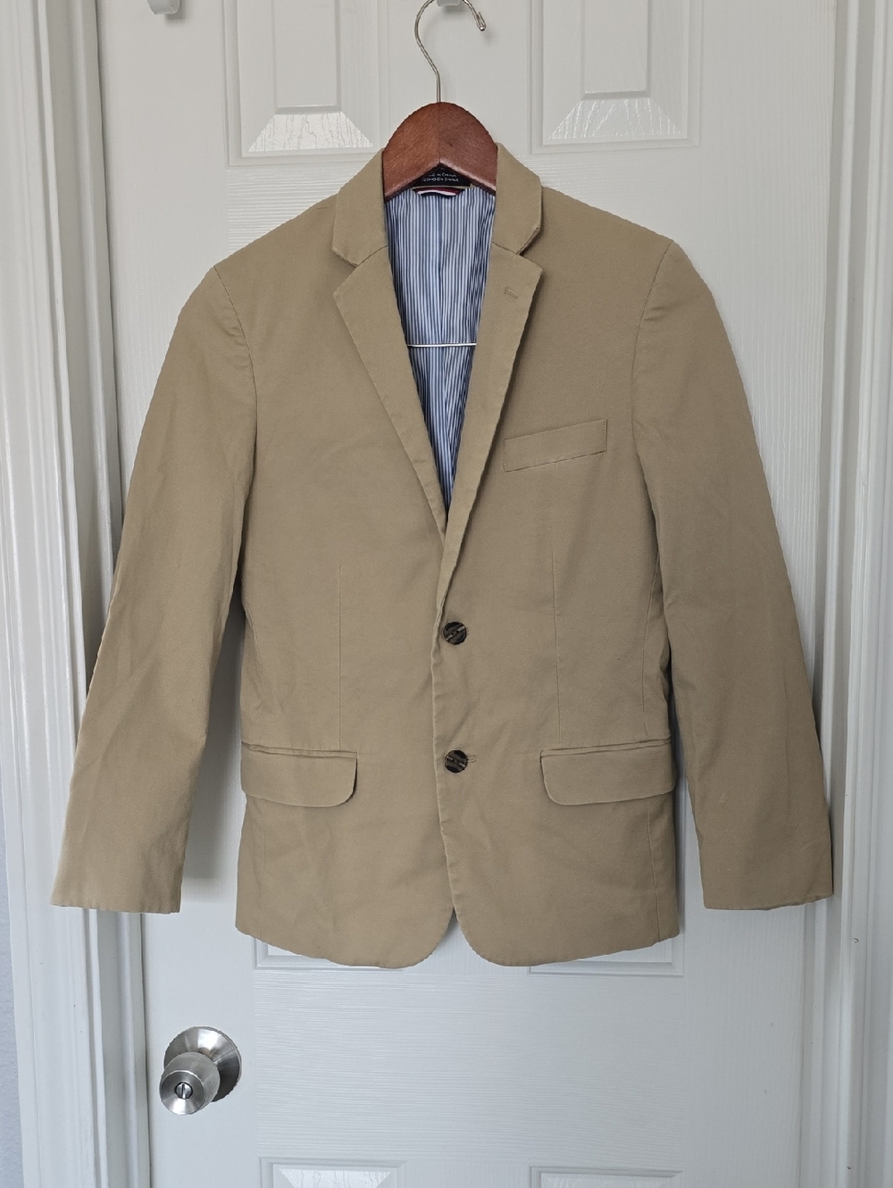Tommy Hilfiger Boys Khaki Cotton Blazer Jacket Size 12 2 Button Formal - Picture 4 of 9